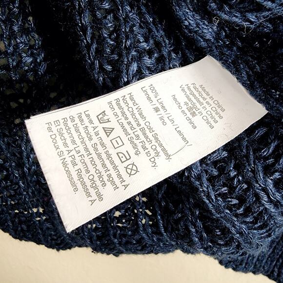 J. Crew Navy 100% Linen Open Knit Relaxed Fit Beach Sweater Cover Up - Picture 6 of 8